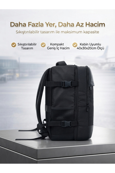 Tech&bello accessories Smart Kabin Boy Laptop ve Tablet Bölmeli, Suya Dayanıklı, Seyahat, Valiz, Sırt Çantası