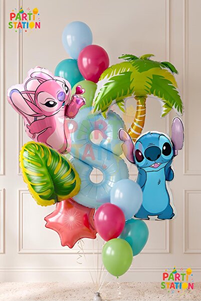 Parti Station Lilo Stitc Balloon and Angel Balloon 8 Years Old 14 Piece Giant...