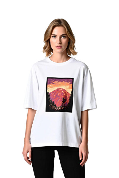 PayBuy Hiking in the Mountains with Backpack and Walking Stick Printed Women'...