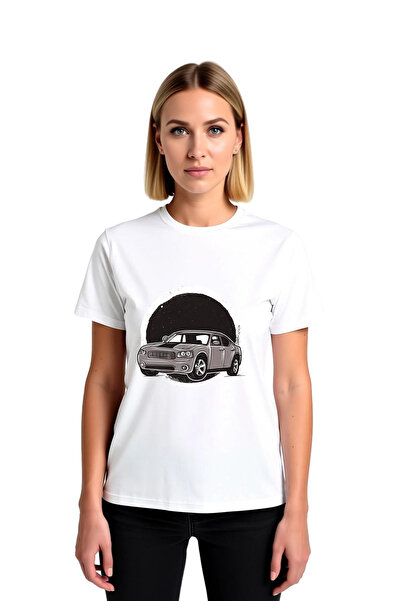 PayBuy Women's Graphic Printed Muscle Car Motif Short Sleeve Round Neck Cotto...