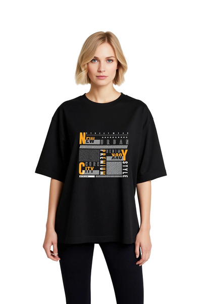 PayBuy Tricou oversize pentru femei, cu imprimeu în stil premium New City Core