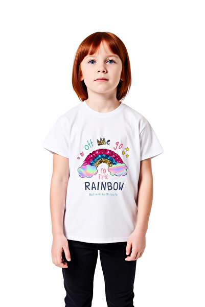 PayBuy Children's Rainbow Themed Printed T-Shirt 100% Cotton Relaxed Fit Shor...