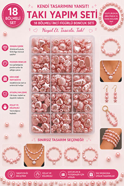 By MO Accessories Pembe Şekilli İnci Figür Boncuk Takı Yapım Seti