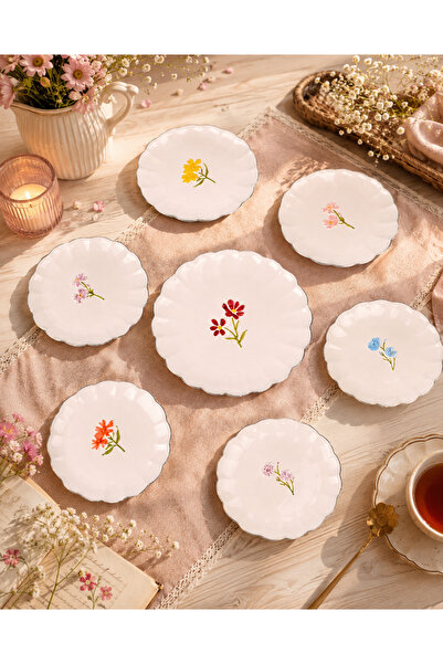 CASA DE BELLA Flower Embossed 7 Piece Cake Set