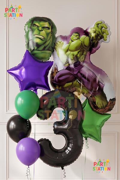 Parti Station Avengers Hulk Balloon 3 Year Old Set 8 Piece Hulk Birthday Set