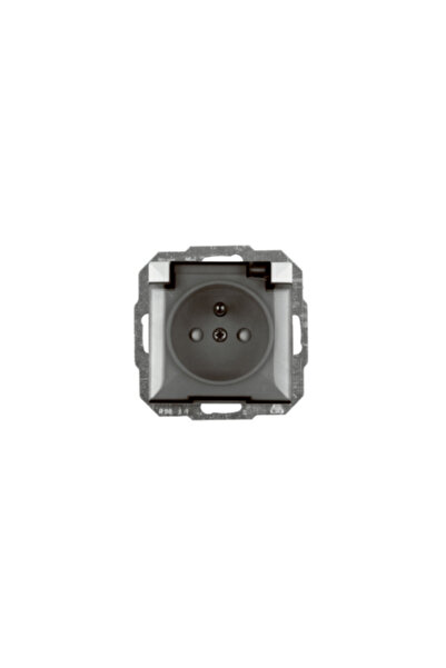 ABEX Priză simplă P/TZ/U IP44 neagră cu capac fumuriu - E+9002658