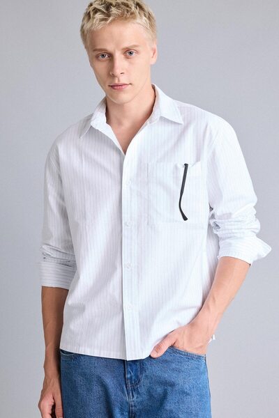 DeFacto Boxy Fit Striped Long Sleeve Shirt H3774Ax26Au