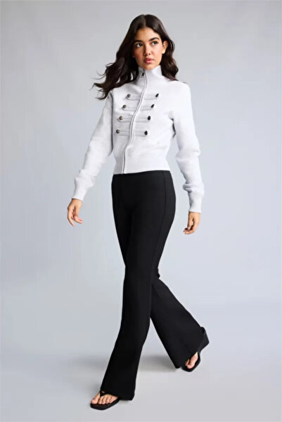 DeFacto Flare Fit High Waist Spanish Leg Black Trousers I1774Ax26Au