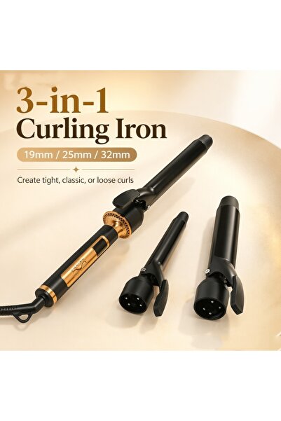 Generic Brand 3‑in‑1 Curling Iron Wand Set, Interchangeable 19mm 25mm 32mm Ce...