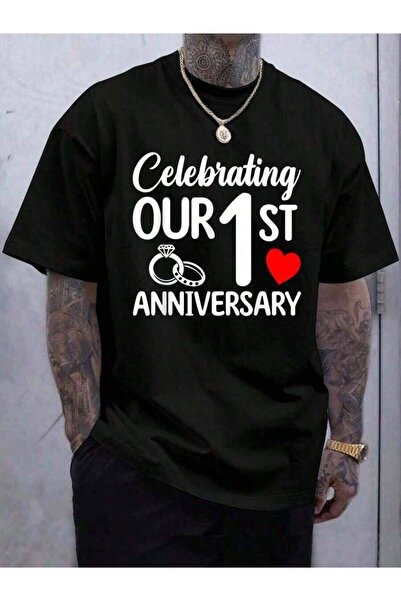 29CUN % Cotton Celebrating Our 1st Wedding Anniversary 1 Year Of Marriage-Shirt