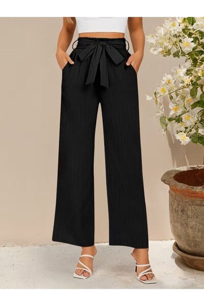Simala Women's high-waisted, elasticated waist, drawstring, wide-leg trousers...