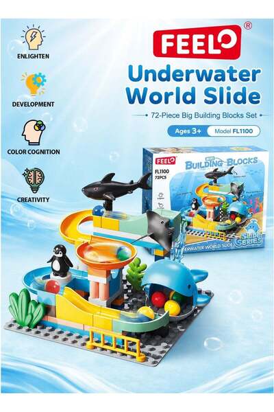 Feelo FL1100 Underwater World Slide 72-Piece Big Building Blocks Set for Kids...
