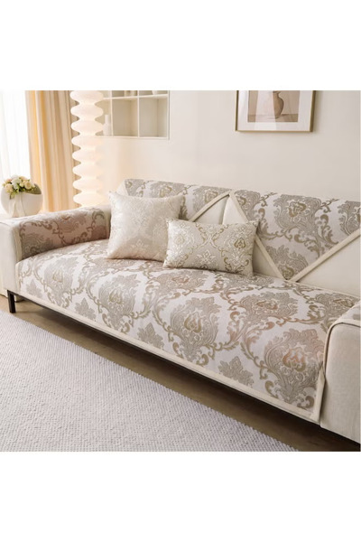 GGEROU Luxury Damask Sofa Cover Set 3 Piece Including 90x180cm Couch Protecto...