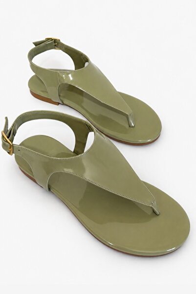 İX Isabel Women's Patent Leather Flip-Flop Sandals with Ankle Buckle and Comf...