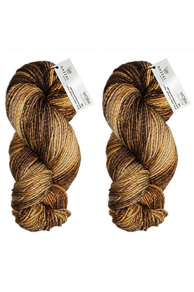 Gazzal Worm 3881, Hand-Dyed, 100% Australian Merino Wool Knitting Yarn, 2 Skeins