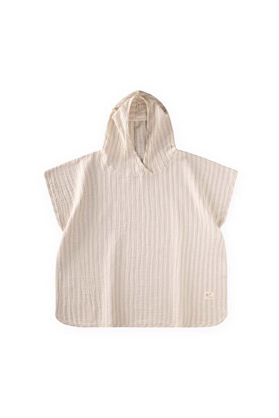 Cigit Muslin Poncho Standard Beige Striped