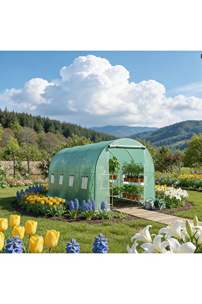 OEM Solar de gradina, dimensiune 400x300x200cm, folie verde PE cu plasa 140g/...