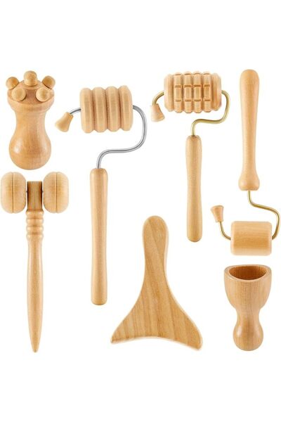NALACAL 7-Piece Wooden Face Massage Tool Set, Maderoterapia Kit for Facial Sc...
