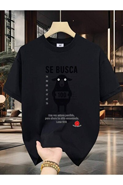 26LIK Men's Round Neck With Graphic Print, Black Sheep Summer T-Shirt For Men...
