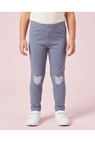 REDTAG Girls Navy Heart Applique Knee Leggings