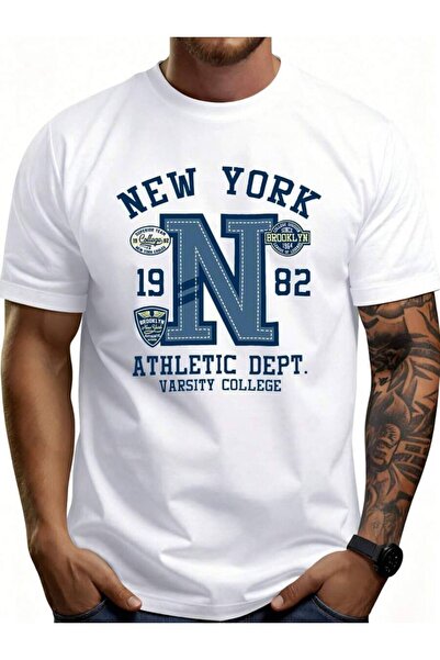 9JY Style Men's T-Shirt New York Athletic Department Varsity College Design A...