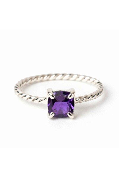craftmystic Δαχτυλίδι Ασημένιο 925 Στριμμένο με Φυσικό Τετράγωνο Αμέθυστο - Ι...