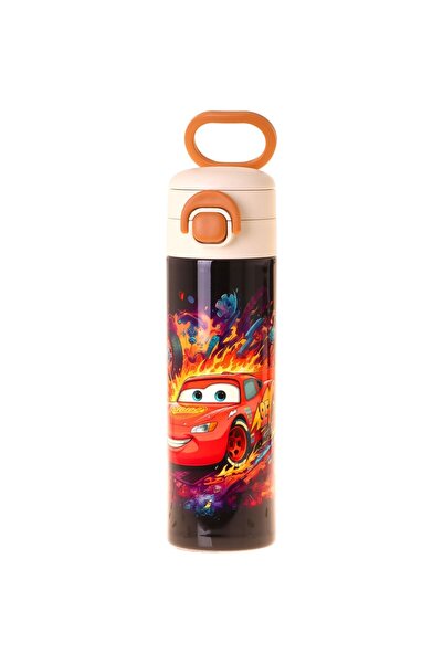 KAUKKO Kids 520 ml Racing Car Printed Red - Black Boys' Steel Thermos Flask (...