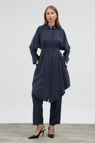 VAVİNOR Modal Cupra Tunic Trouser Set - Indigo