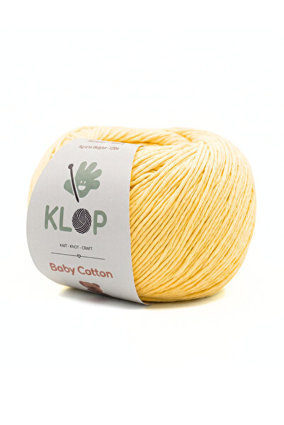 KLOP El Örgü İpi Amigurumi Baby Soft Cotton %100 Pamuk 50 gr 130 Metre İp Sarı