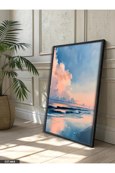 Evinemoda Oil Painting Lookalike Waves One Piece Wooden Framed Painting