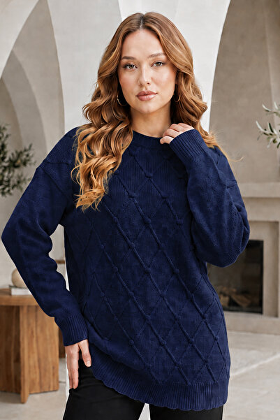 benguen Patterned Knitwear Sweater R4514 Navy Blue