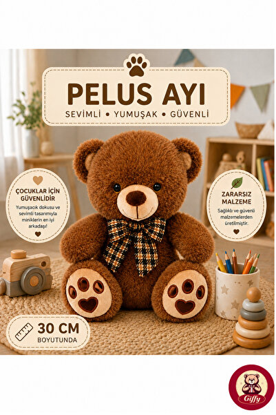 giffy Oyuncak Peluş Ayı 30 CM Ayıcık Uyku ve Oyun Arkadaşı Yumuşak Hediyelik ...