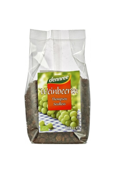 Dennree Stafide de struguri Thompson fără sâmburi, bio, 500g
