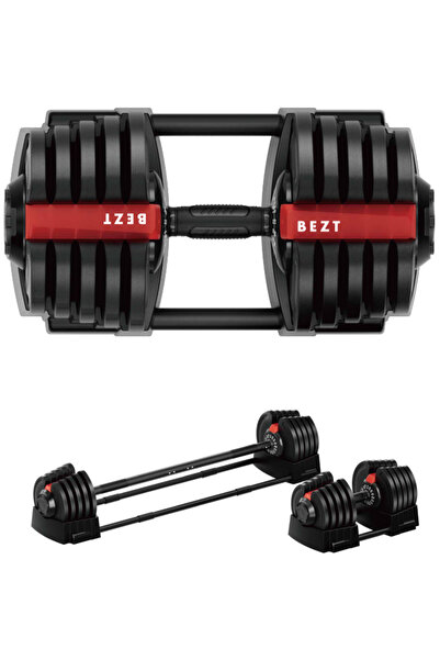 Bezt Premium Sports Ayarlanabilir 2 in 1 Halter Dambıl Seti 40kg KIRMIZI
