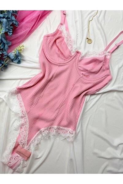 ROZENİN LINGERIE بدلة داخلية من القطن الناعم المرن مع تفاصيل من الدانتيل وأزر...