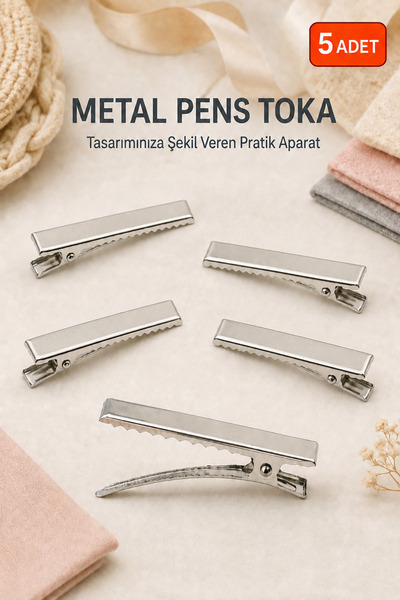 Beppu 5 Adet Fiyonk Toka Yapımı İçin Metal Pens Toka Gümüş Timsah Saç Klipsi ...
