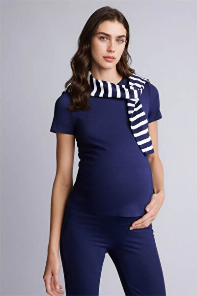 DeFacto Short Sleeve Maternity Top Navy Blue Women's Blouse H2272Ax/Nv134