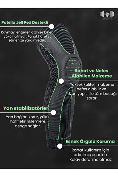 Hsport Patella Jel Pad Destekli Uzun Yan Stabilizatörler Medikal Ortopedik Nefes Alan Diz Dirseklik Koruyucu Korse