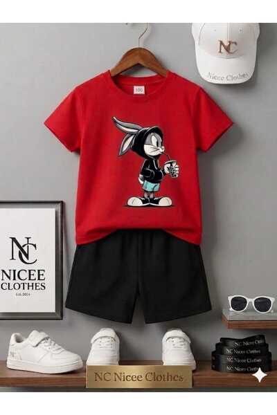 Leto Lykia Summer Children's T-Shirt Shorts Unisex (Rabbit Printed)