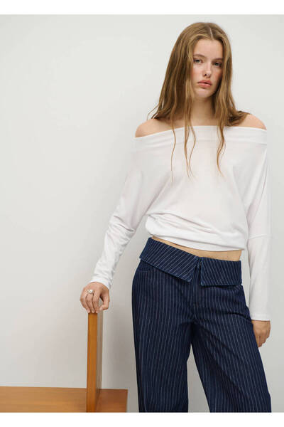Mango Teen Diplomatik çizgili wideleg jean