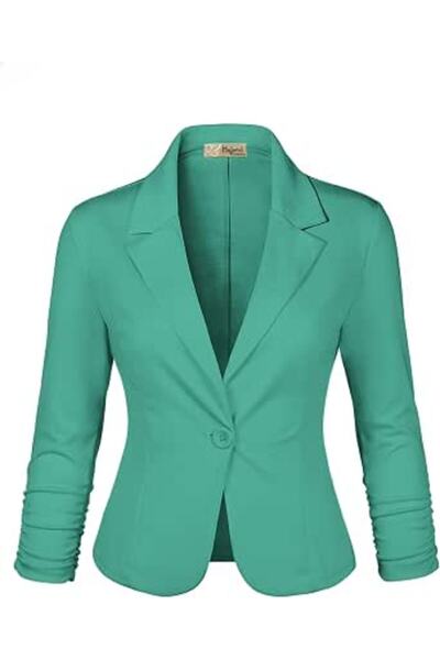 Hybrid & Company Women Double Notch Lapel Sharp Shoulder Pad Office Blazer | ...