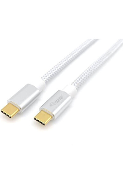 EQUIP Πλεγμένο Καλώδιο USB 3.2 USB-C Αρσενικό σε USB-C 100W PD Λευκό 1μ