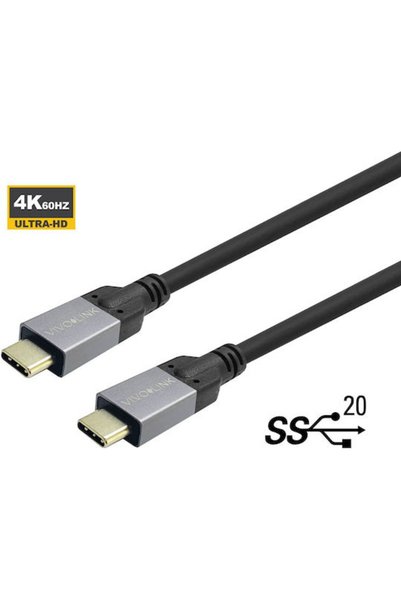 VivoLink Καλώδιο USB 2.0 USB-C Αρσενικό - USB-C Μαύρο 4μ