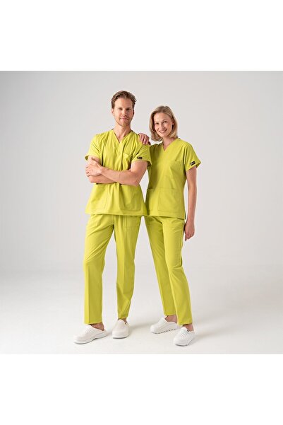 ÇİZGİ MEDİKAL Neon Yeşil Dr. Greys Doktor Hemşire Medikal Scrubs Takım Best L...