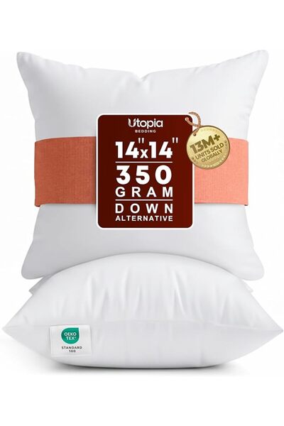 Utopia Bedding Throw Pillows Insert (Pack of 2, White) - 20 x 20 Inches Bed a...