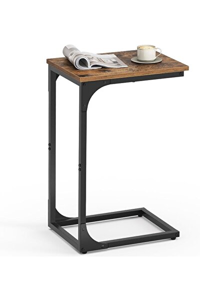 VASAGLE Slim End Table, Sofa Side Table, C-Shaped Snack Table, TV Tray Table ...