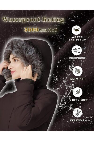 GENERAL GGleaf Women's Winter Thicken Puffer Coat Warm Snow Jacket with Fur R...