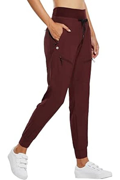 BALEAF Women's Joggers Lightweight Hiking Pants High Waist 5 Zipper Pockets Q...