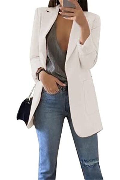 YMing Women's Blazer, Elegant Loose Cardigan Jacket with Lapel Collar, Notch ...