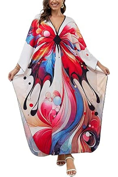 GENERAL Women's Summer Long Beach Dress Kimono Maxi Kaftan Cover ups